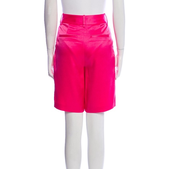 ALICE AND OLIVIA Eric Wild Pink Satin Bermuda Knee Length Dress Shorts NWT - Picture 5 of 12